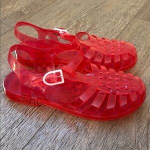 Carel Paris x Méduse Red Jelly Fisherman Sandals w White Buckle